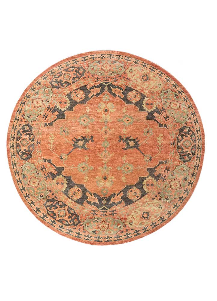 savana red and orange wool Hand Knotted Rug - HeadShot