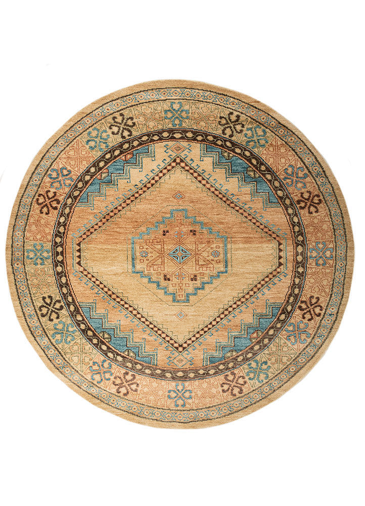 savana beige and brown wool Hand Knotted Rug - HeadShot