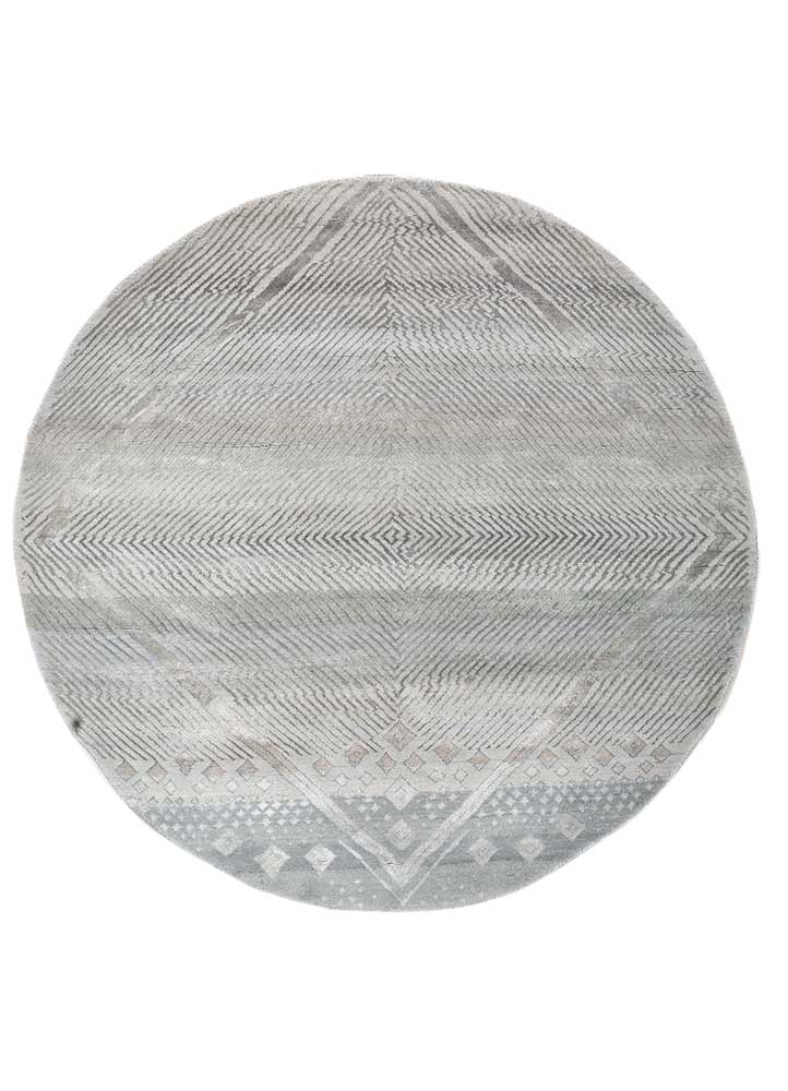 manchaha blue wool and bamboo silk Hand Knotted Rug - HeadShot