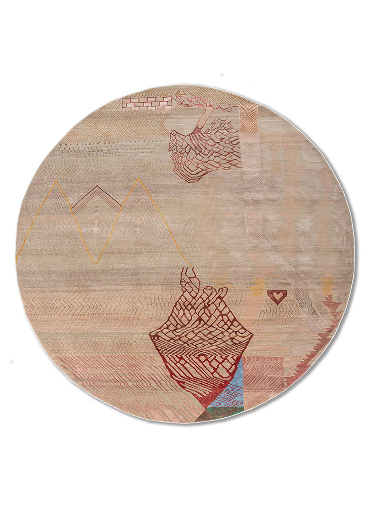 Kalpavriksha ivory wool and bamboo silk Hand Knotted Rug