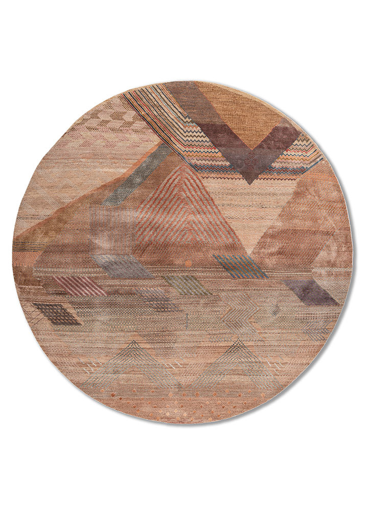 Kadam red and orange wool and bamboo silk Hand Knotted Rug