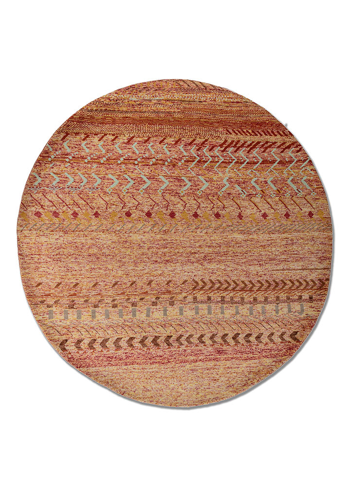 Rekha red and orange wool and bamboo silk Hand Knotted Rug
