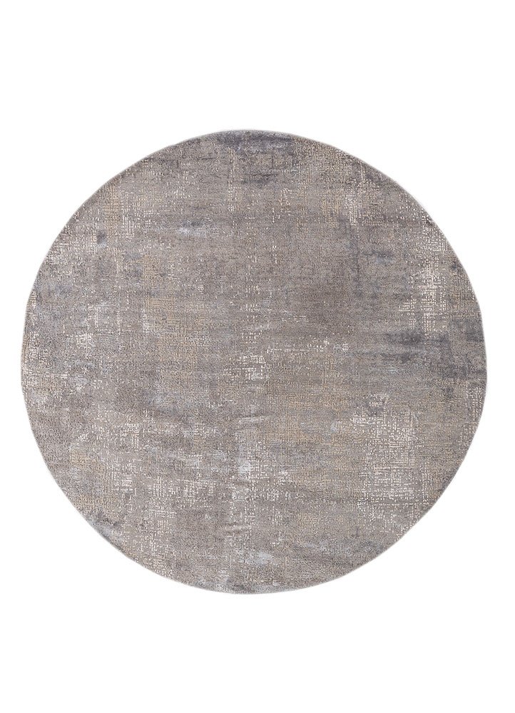 uvenuti grey and black wool and bamboo silk Hand Knotted Rug - HeadShot