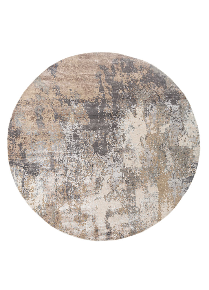  ivory wool and bamboo silk Hand Knotted Rug