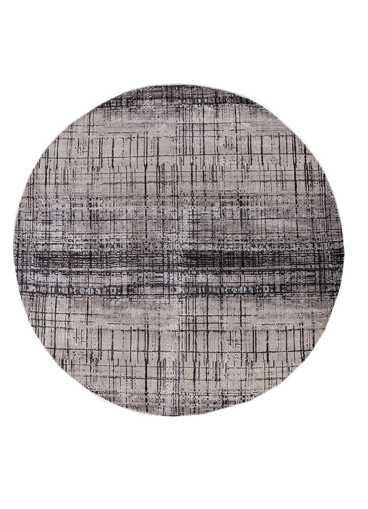 uvenuti grey and black wool and bamboo silk Hand Knotted Rug - HeadShot