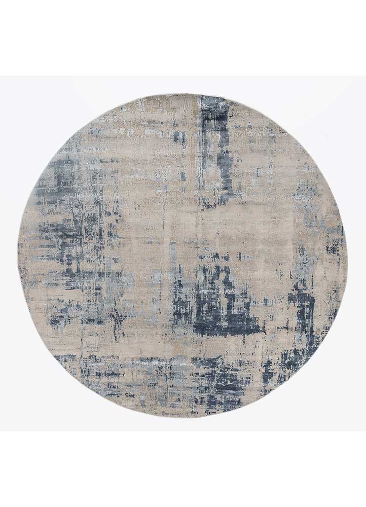 uvenuti grey and black wool and bamboo silk Hand Knotted Rug - HeadShot