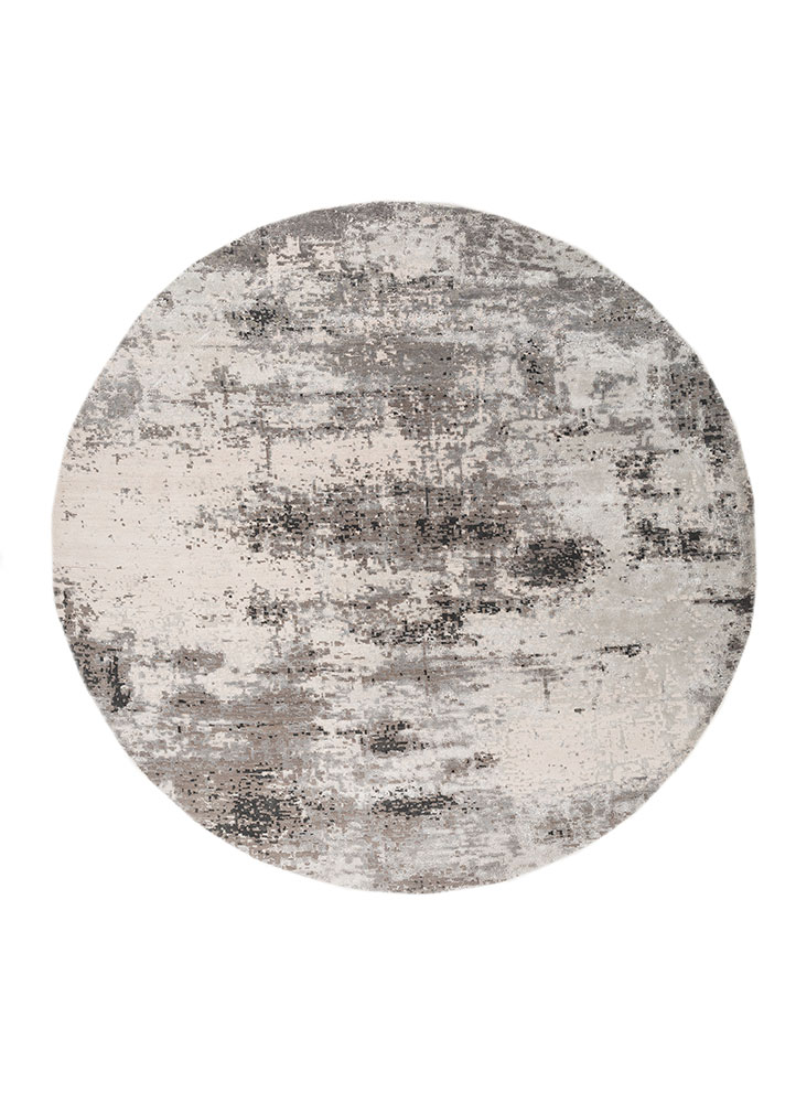  ivory wool and bamboo silk Hand Knotted Rug
