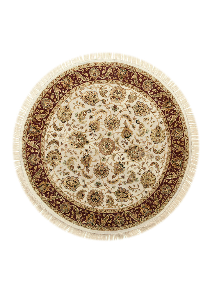 aurora ivory wool and silk Hand Knotted Rug - HeadShot