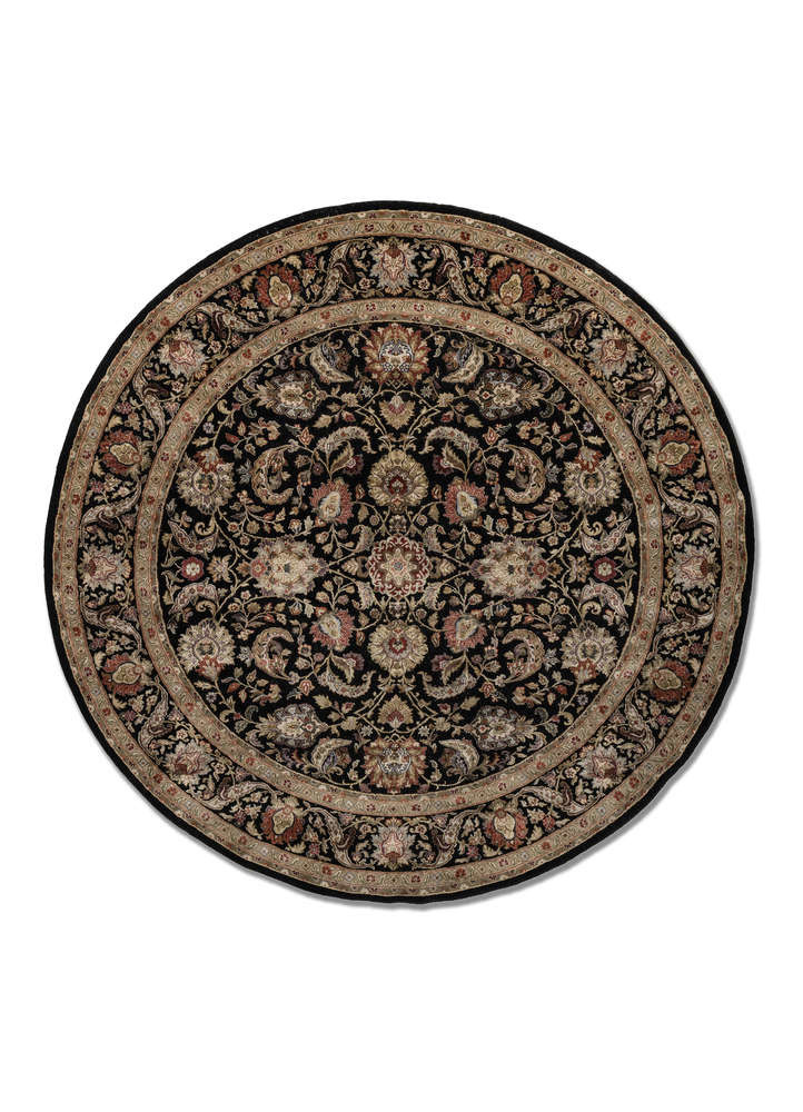  grey and black wool and silk Hand Knotted Rug