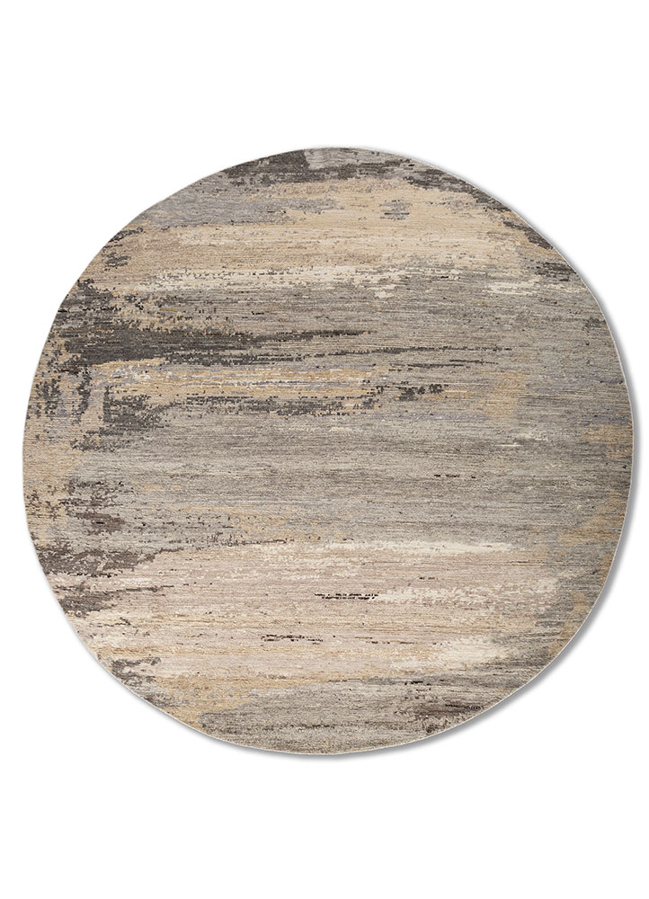 entropy ivory wool Hand Knotted Rug - HeadShot
