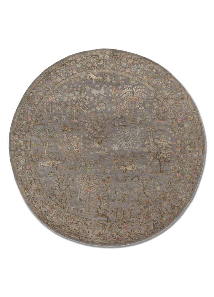  grey and black wool and silk Hand Knotted Rug