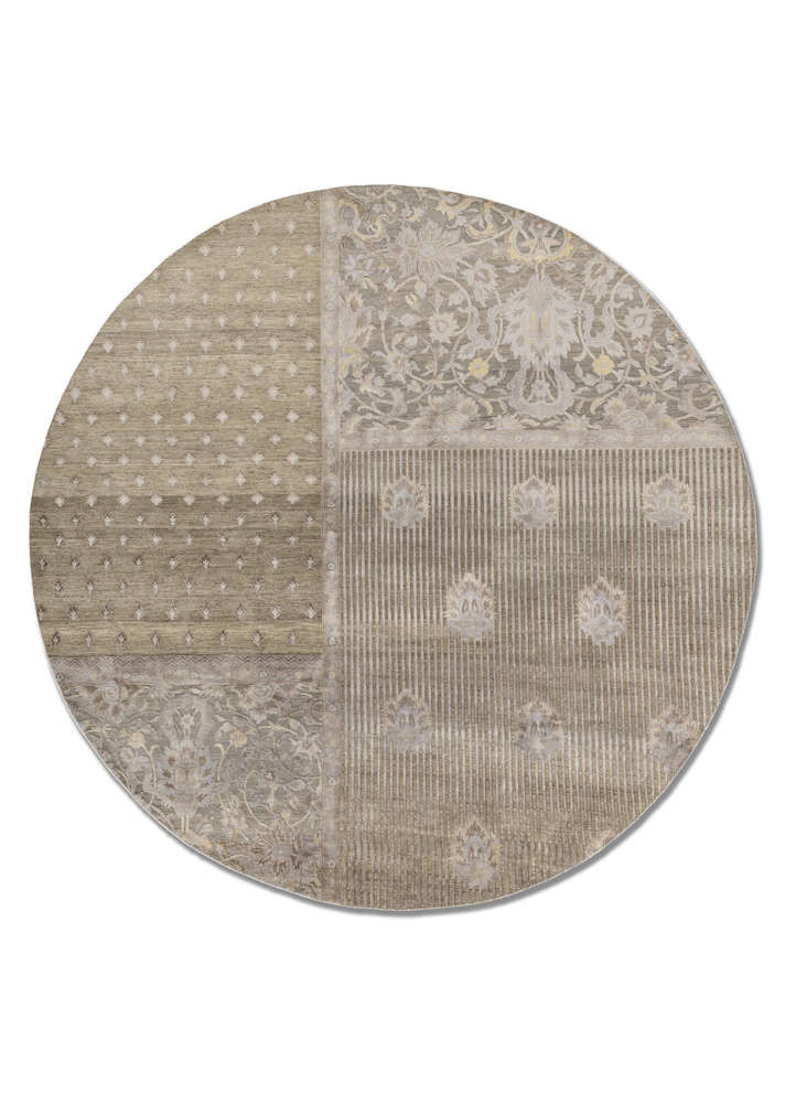  green wool and silk Hand Knotted Rug