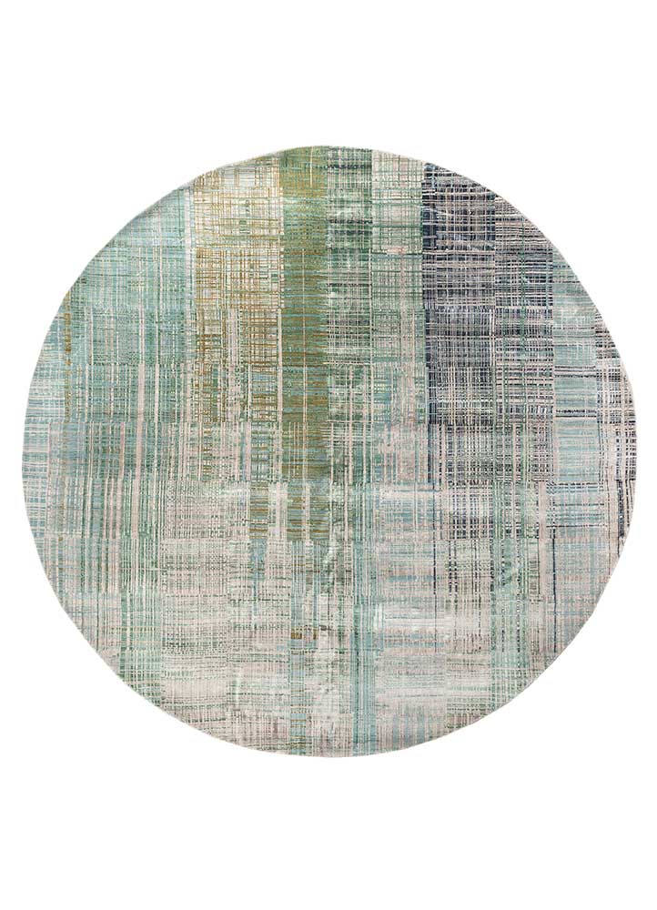 unstring by kavi grey and black wool and bamboo silk Hand Knotted Rug - HeadShot