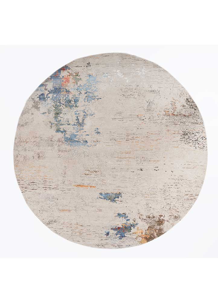 unstring by kavi ivory wool and bamboo silk Hand Knotted Rug - HeadShot