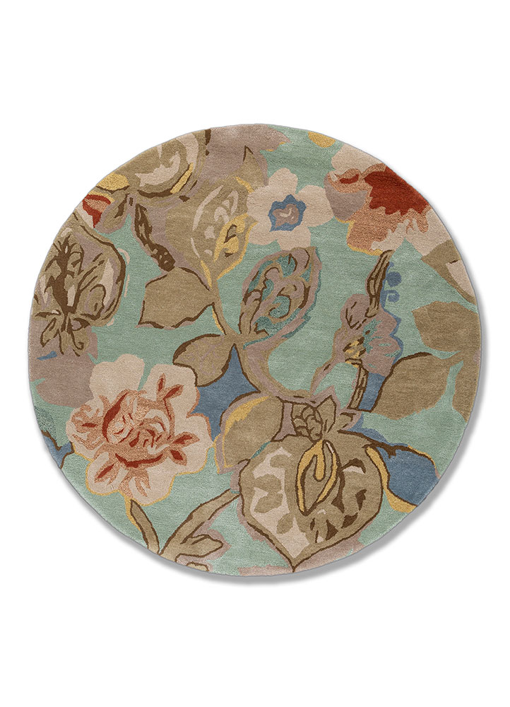  blue wool and viscose Hand Tufted Rug