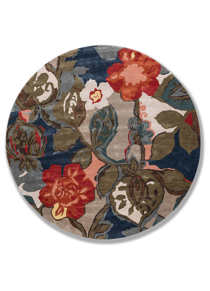 hacienda blue wool and viscose Hand Tufted Rug - HeadShot