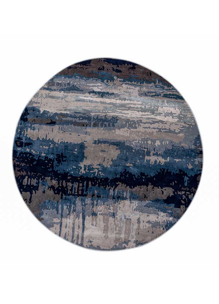 genesis blue wool and viscose Hand Tufted Rug - HeadShot