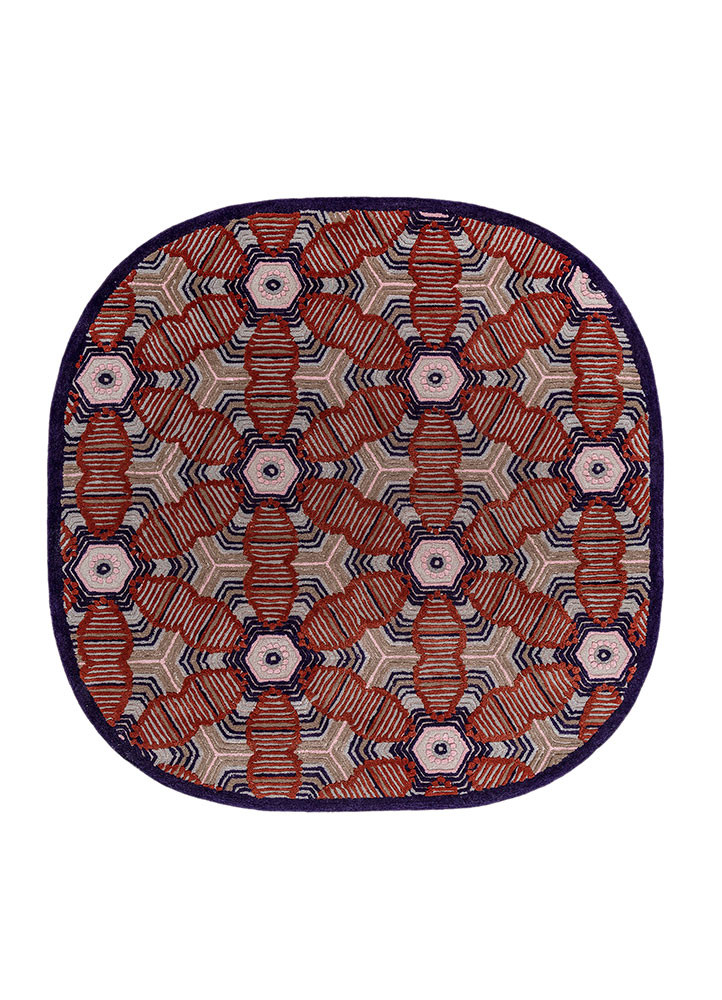  blue wool and viscose Hand Tufted Rug