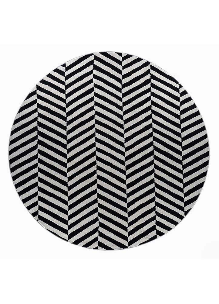 contour grey and black wool Hand Tufted Rug - HeadShot