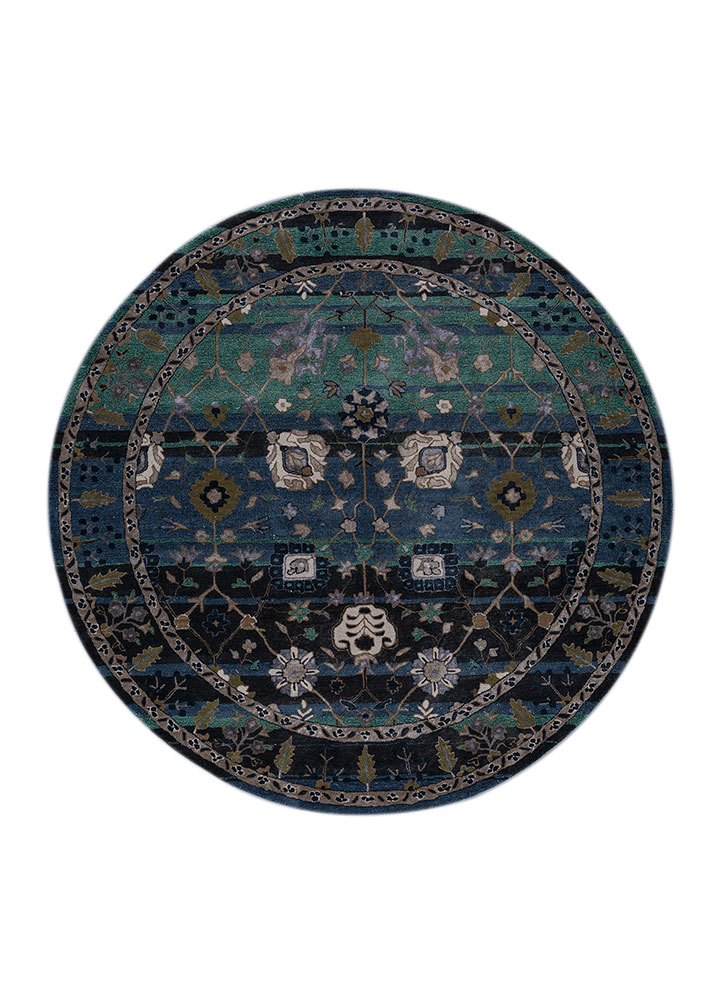 kasbah blue wool and viscose Hand Tufted Rug - HeadShot