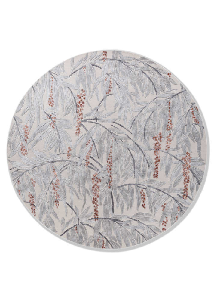  ivory wool and viscose Hand Tufted Rug