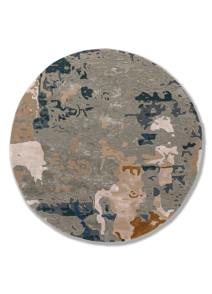  blue wool and viscose Hand Tufted Rug