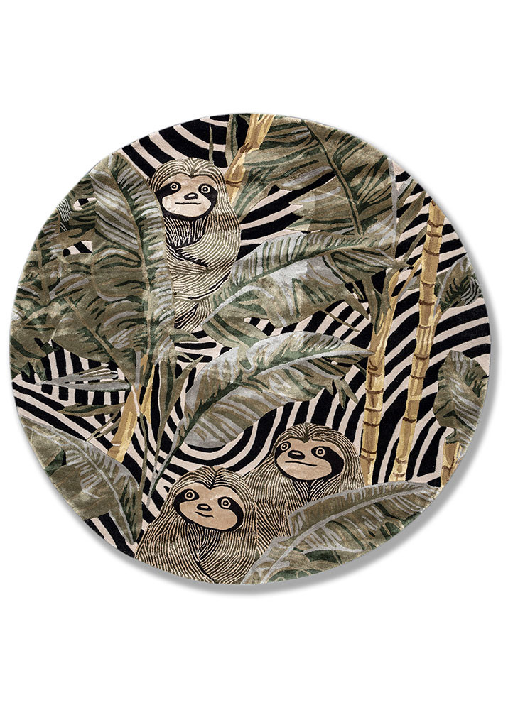  green wool and viscose Hand Tufted Rug