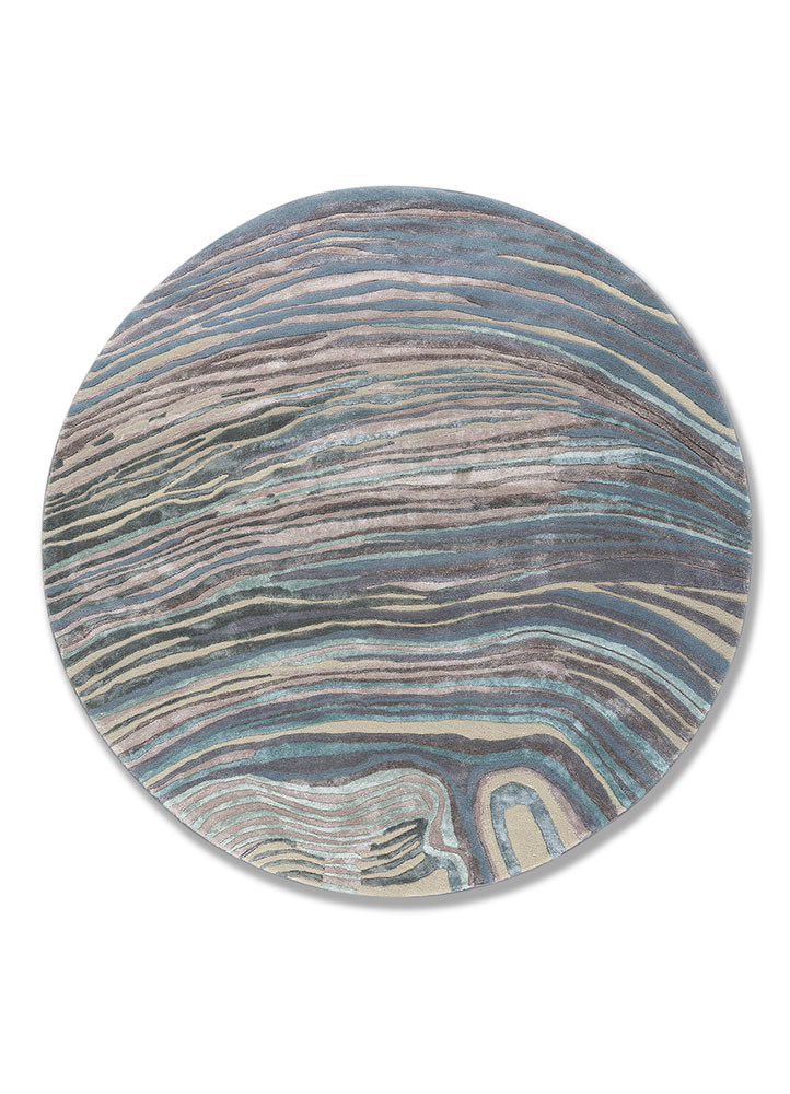  grey and black wool and viscose Hand Tufted Rug