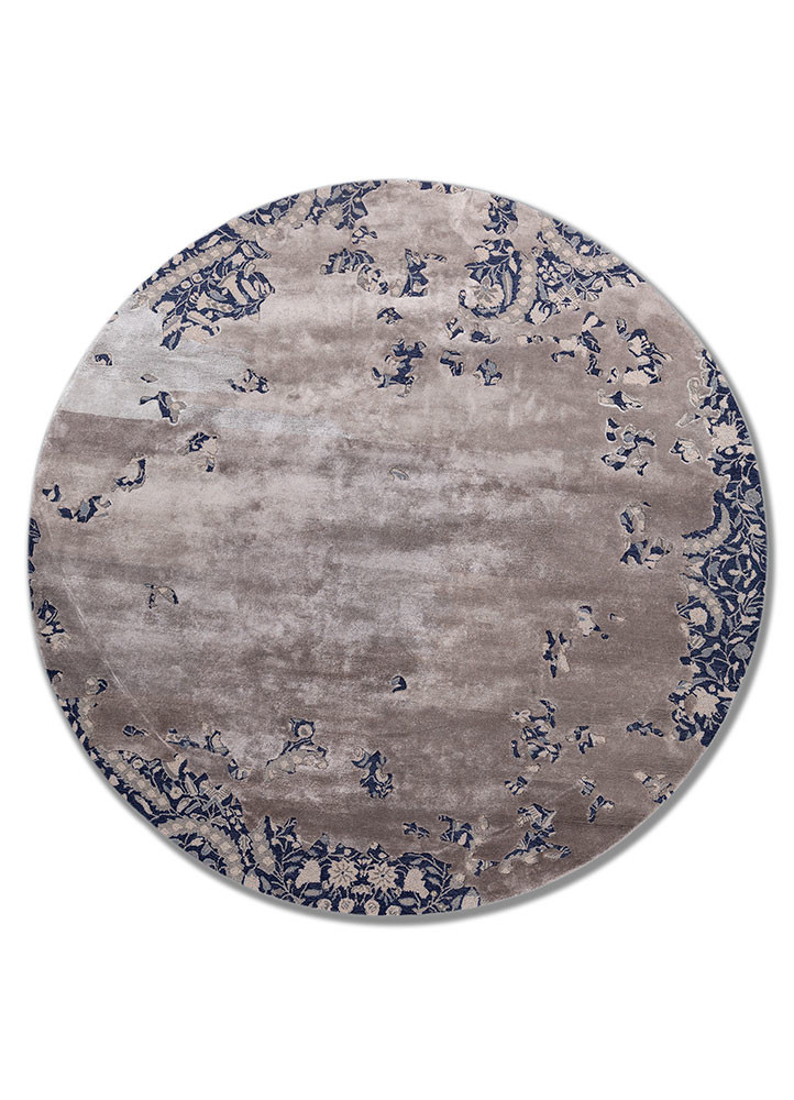  grey and black wool and viscose Hand Tufted Rug