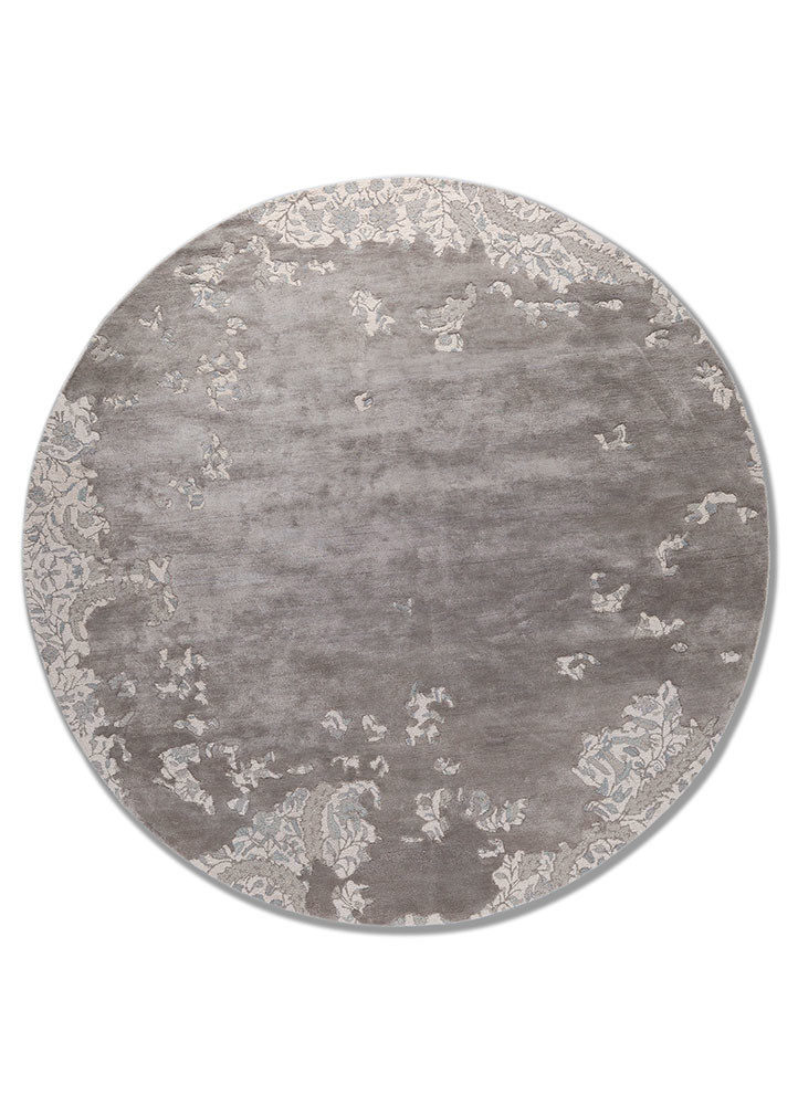  grey and black wool and viscose Hand Tufted Rug