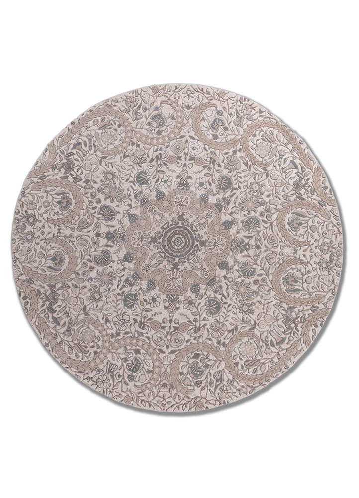  ivory wool and viscose Hand Tufted Rug