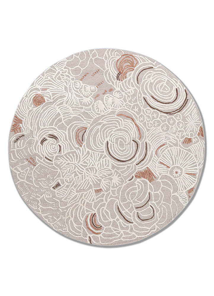  ivory wool and viscose Hand Tufted Rug