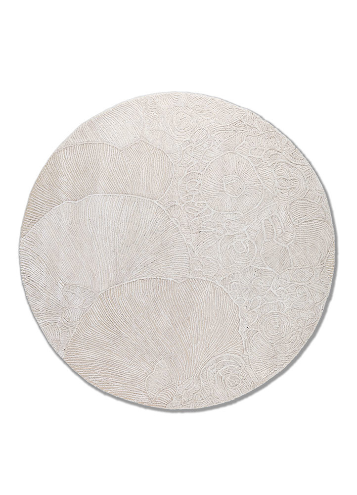  ivory wool and viscose Hand Tufted Rug