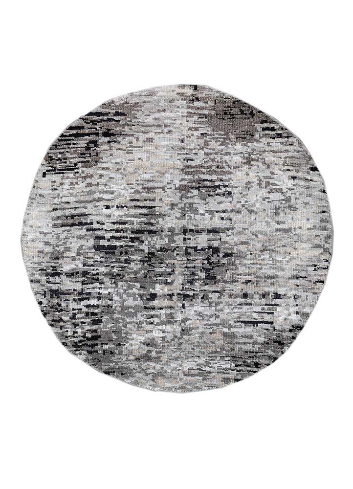  grey and black wool and bamboo silk Hand Knotted Rug