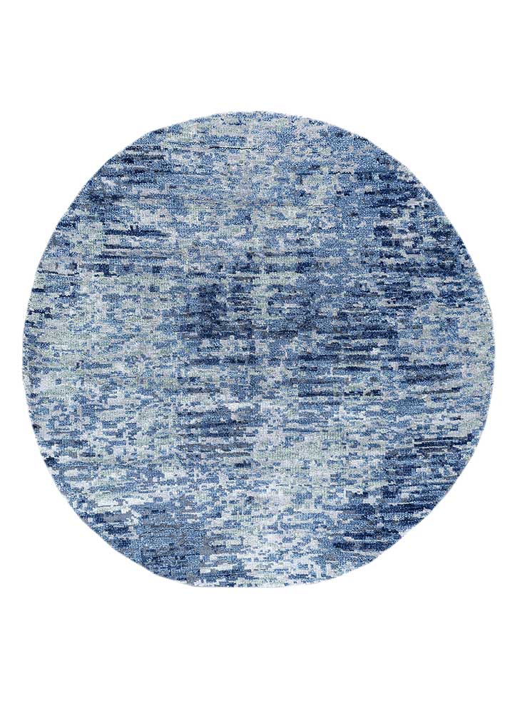 clan blue wool and bamboo silk Hand Knotted Rug - HeadShot