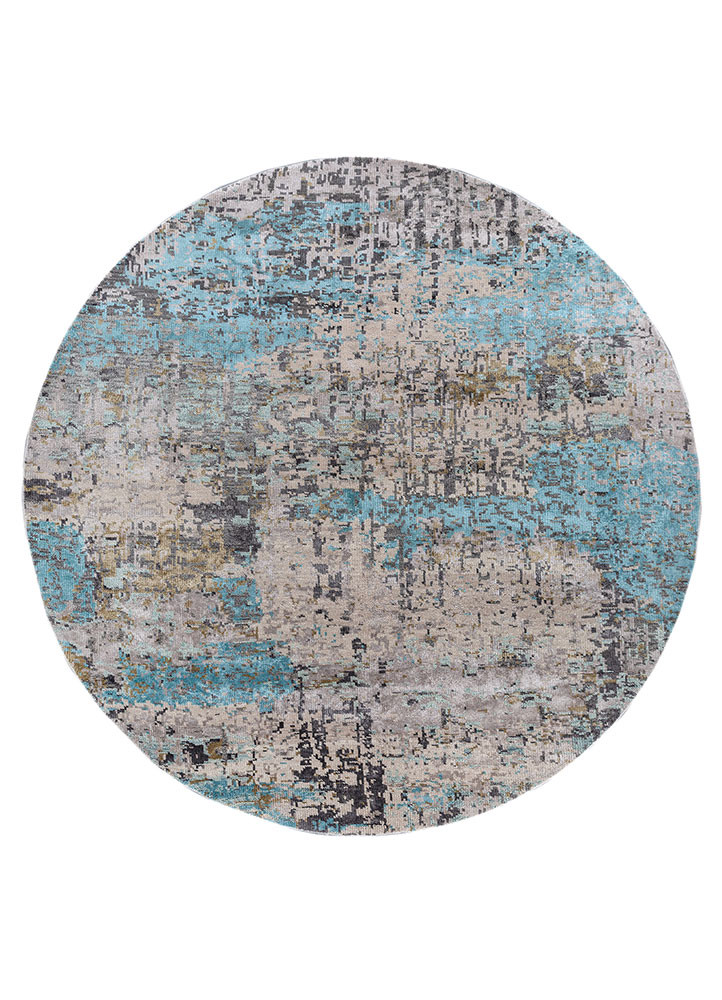  ivory wool and bamboo silk Hand Knotted Rug