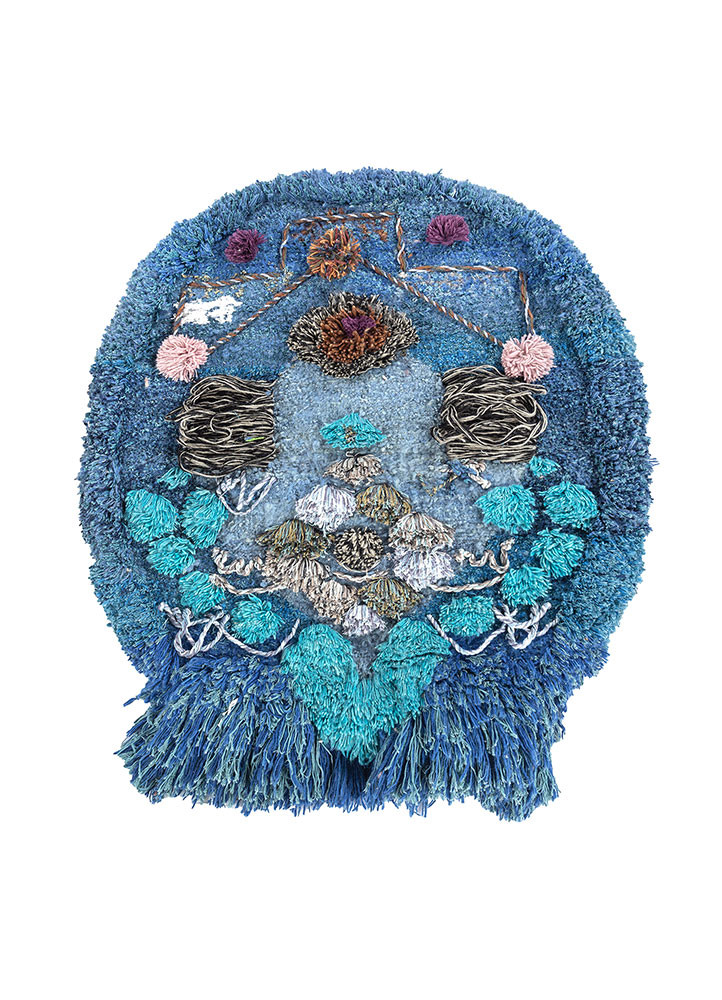  blue wool and bamboo silk Hand Knotted Rug