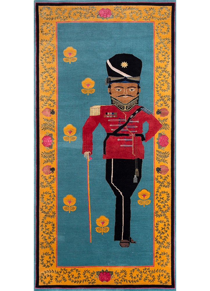 Sipahi blue wool and silk Hand Knotted Rug