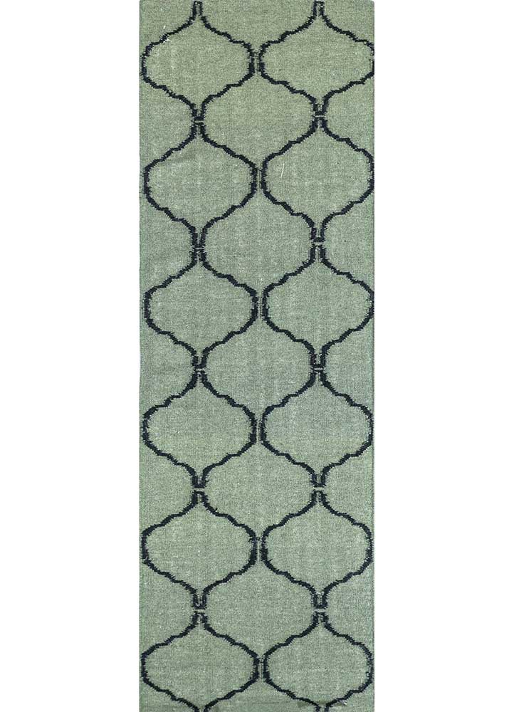  green wool Flat Weaves Rug