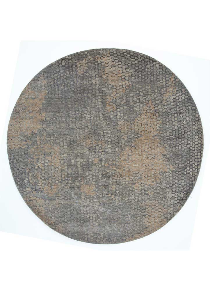 chaos theory by kavi grey and black wool and bamboo silk Hand Knotted Rug - HeadShot