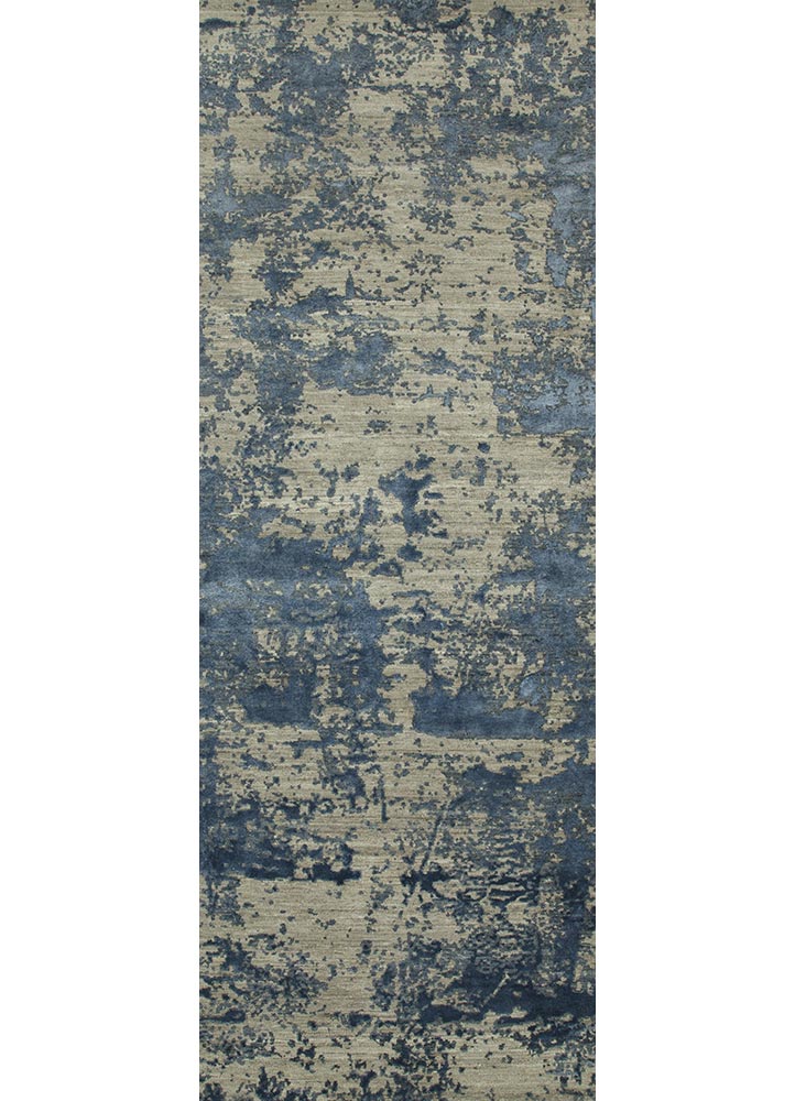 chaos theory by kavi grey and black wool and bamboo silk Hand Knotted Rug - HeadShot