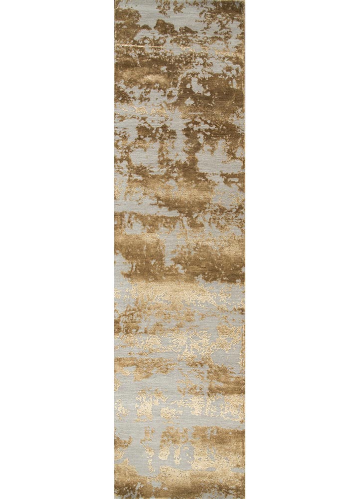  beige and brown wool and bamboo silk Hand Knotted Rug