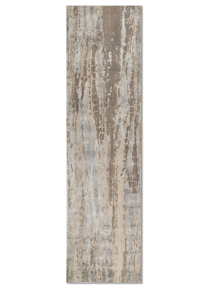  ivory wool and bamboo silk Hand Knotted Rug