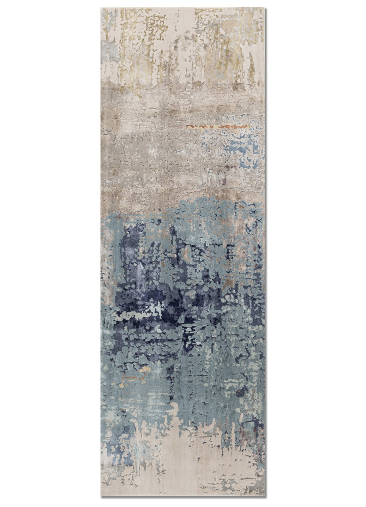  blue wool and bamboo silk Hand Knotted Rug