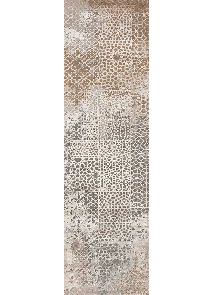  beige and brown wool and bamboo silk Hand Knotted Rug