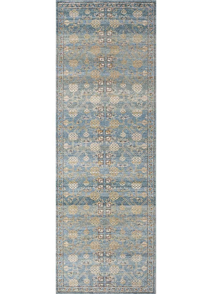  blue wool Hand Knotted Rug