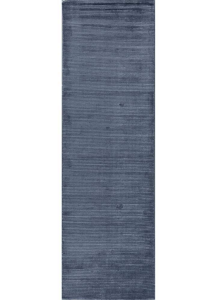  blue wool and viscose Hand Loom Rug