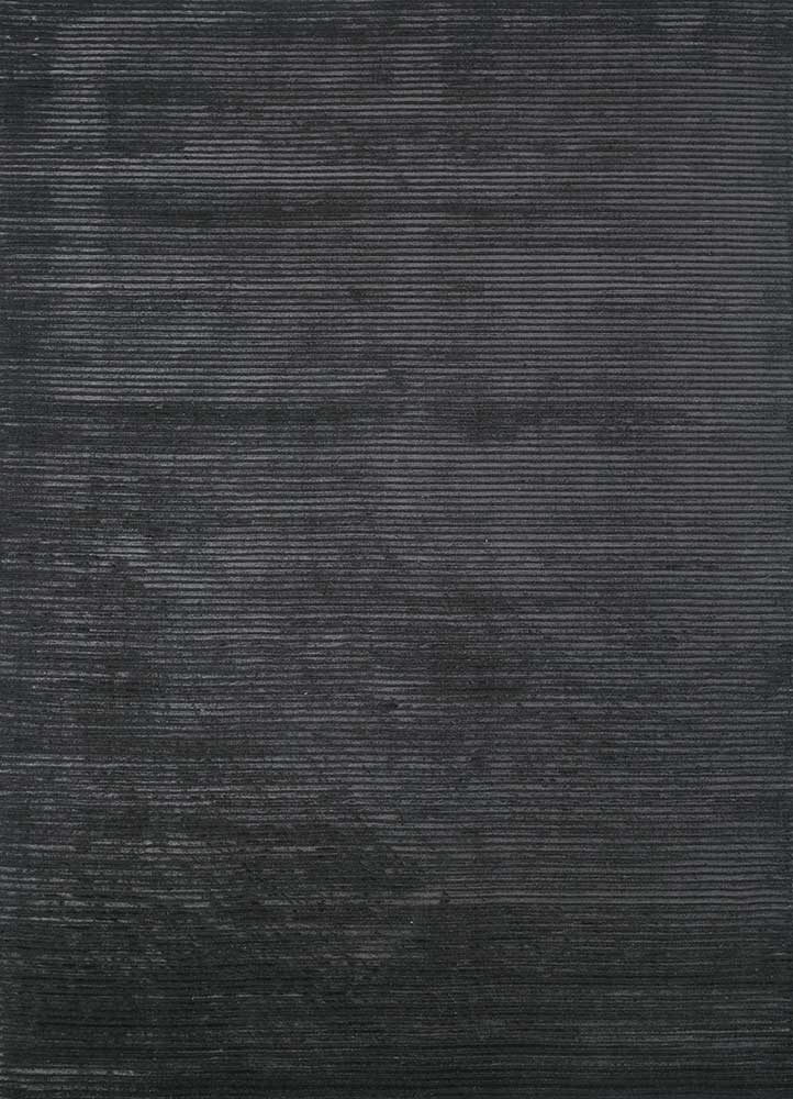  grey and black wool and viscose Hand Loom Rug
