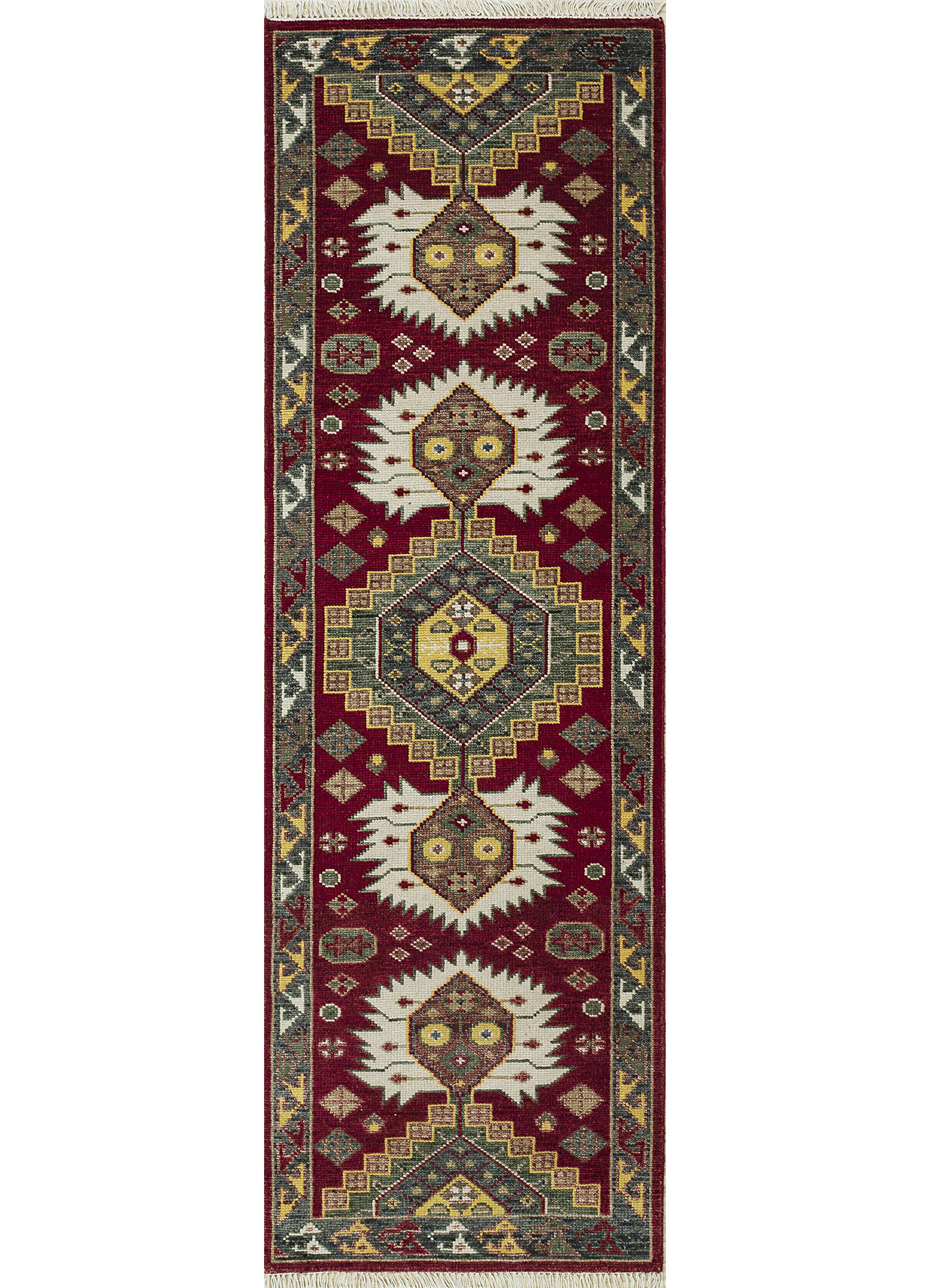  red and orange wool Hand Knotted Rug