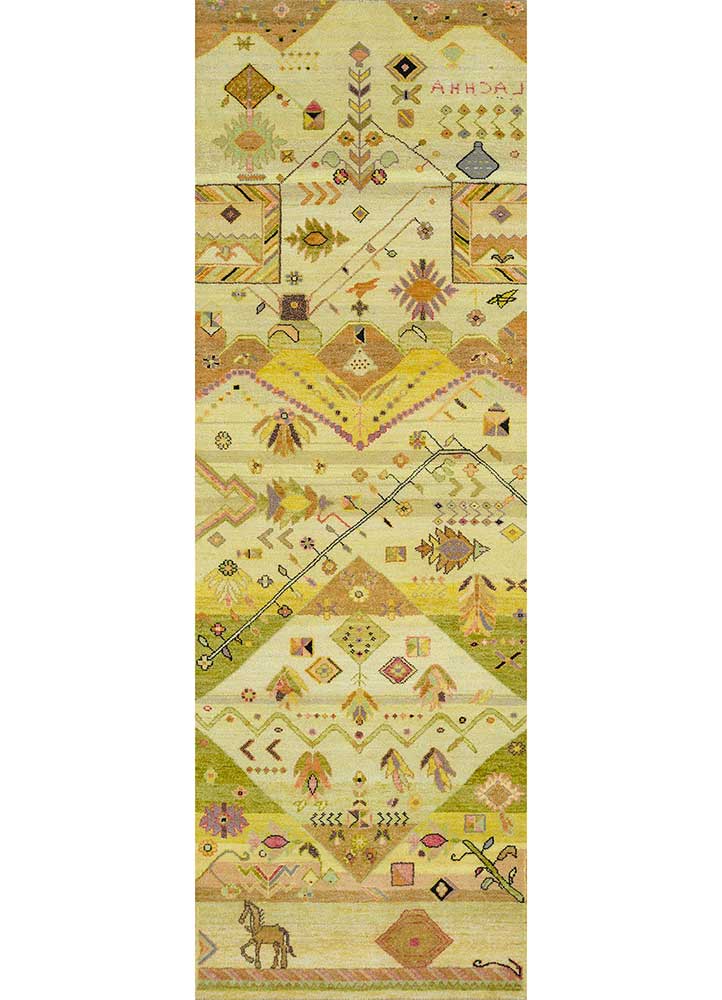 manchaha gold wool and bamboo silk Hand Knotted Rug - HeadShot